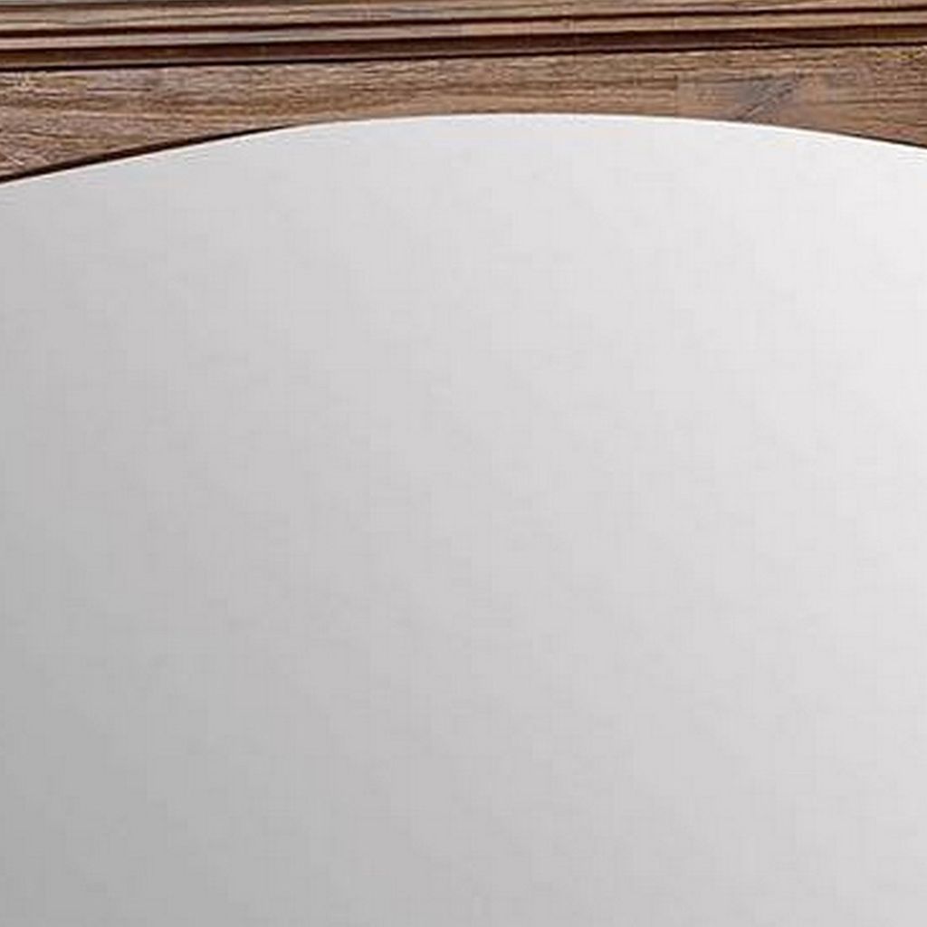 37 Inch Transitional Style Wooden Frame Mirror, Dark Oak - View 3