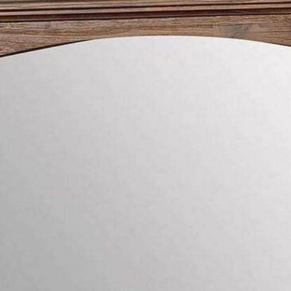 37 Inch Transitional Style Wooden Frame Mirror, Dark Oak - View 3