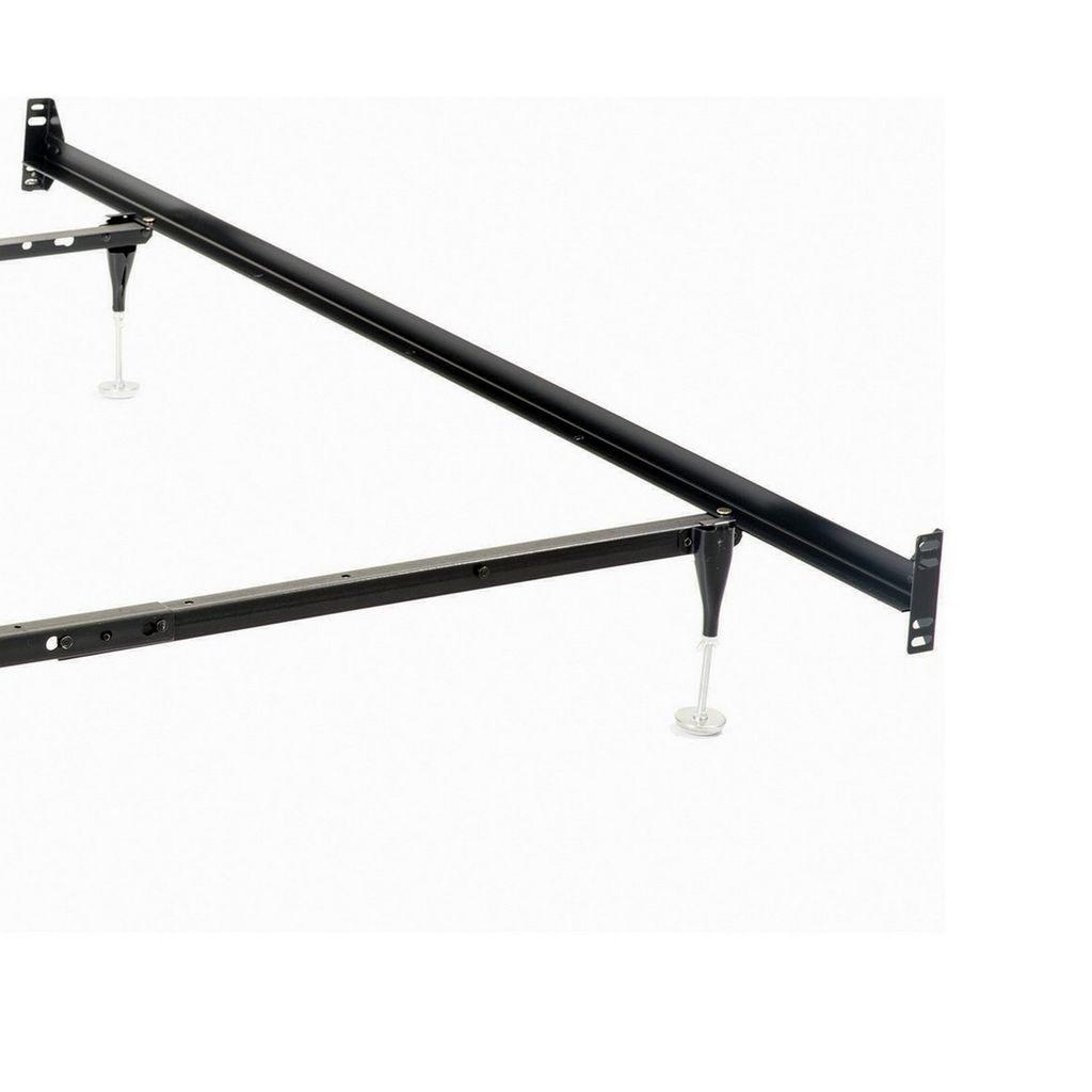Nit Multisize Bed Frame, Twin or Full, 4 Legs with Glides, Black Metal - View 3