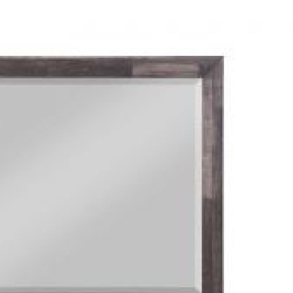 48 Inch Wood Mirror, Landscape, Beveled, Rustic Brown - View 4