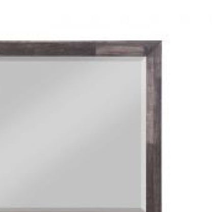 48 Inch Wood Mirror, Landscape, Beveled, Rustic Brown - View 4