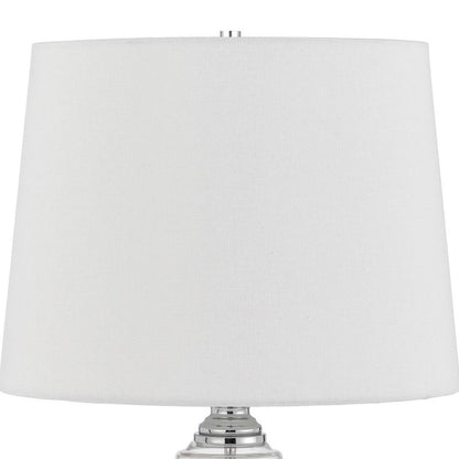 23 Inch Hourglass Ribbed Glass Base Table Lamp, Dimmer, Clear - View 3