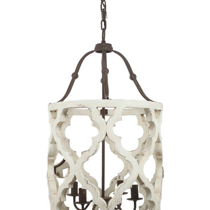 Joliette 4 Light Wood Chandelier, White - View 5