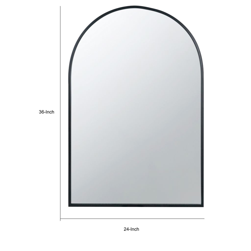 Cod 36 Inch Wall Mounted Mirror, Wide Arched Design Black Metal Frame - View 5