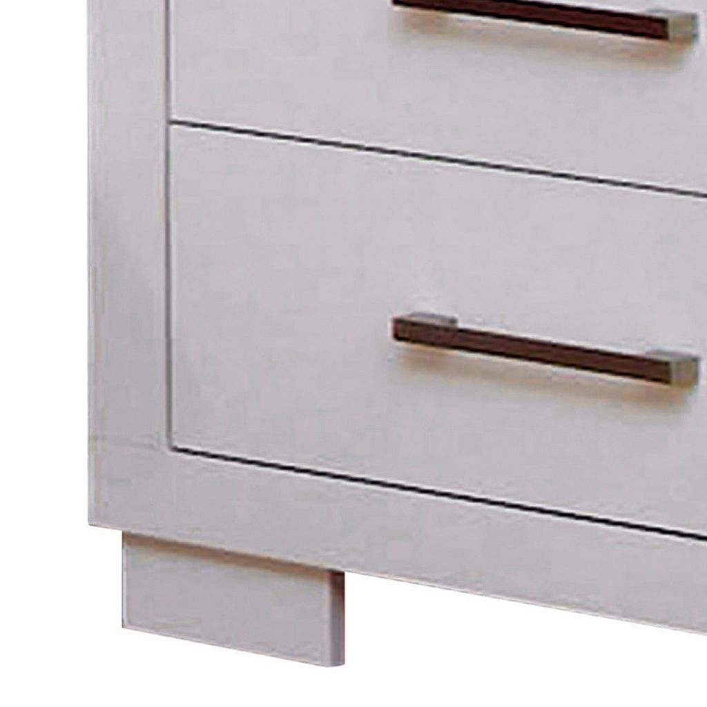Bela 26 Inch 2 Drawer Nightstand, Felt Lined, Silver Handles, Crisp White - View 4
