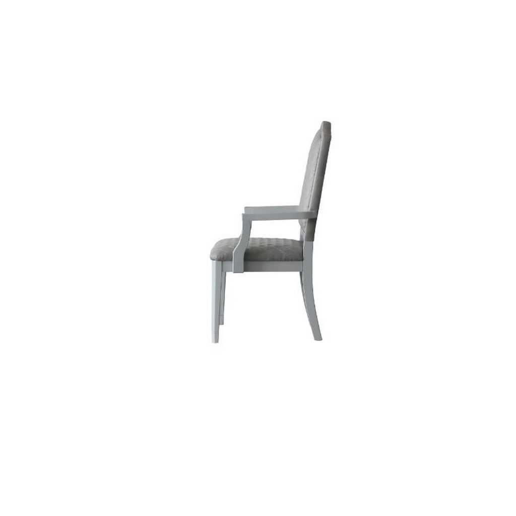 Arm Chair with Padded Seat and Arched Top, Set of 2, Beige - View 3