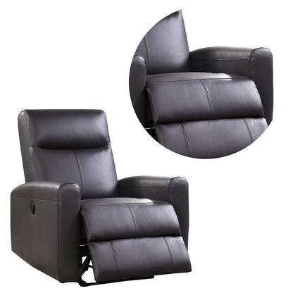 Leatherette Power Recliner with Tufted Back, Brown - View 4