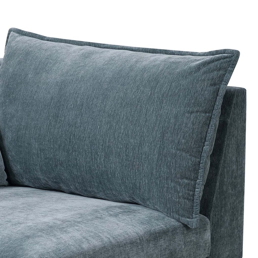 Rio 33 Inch Modular Single Arm Corner Chair, 2 Lumbar Cushions, Slate Blue - View 2