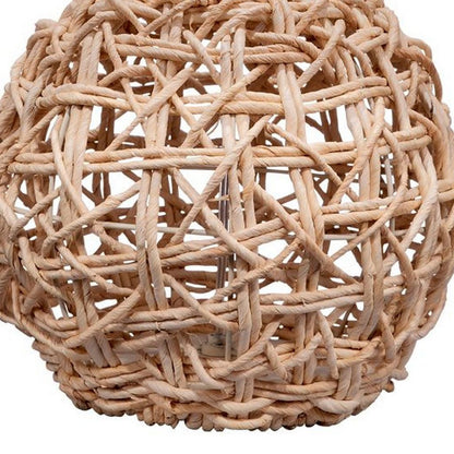 25 Inch Table Lamp, Elegant Handwoven Rope Base, Linen Shade, Natural Brown - View 3