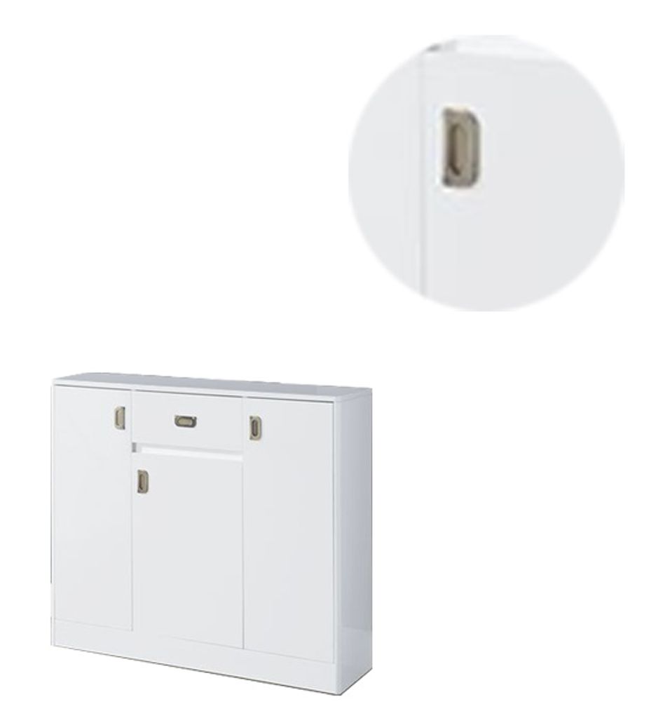 Server with 3 Door Storage and High Gloss, White - View 3