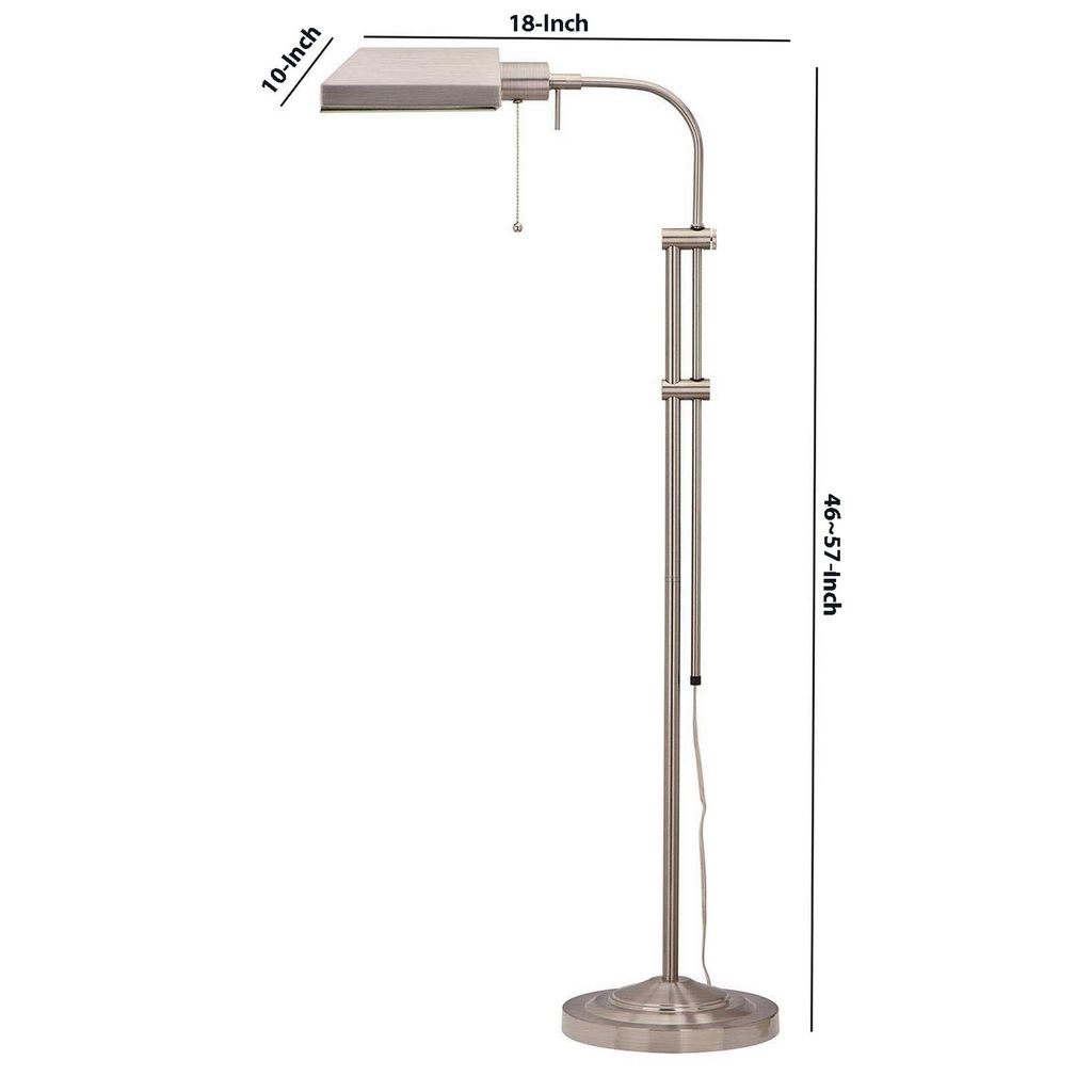 Metal Rectangular Floor Lamp with Adjustable Pole, White - View 6