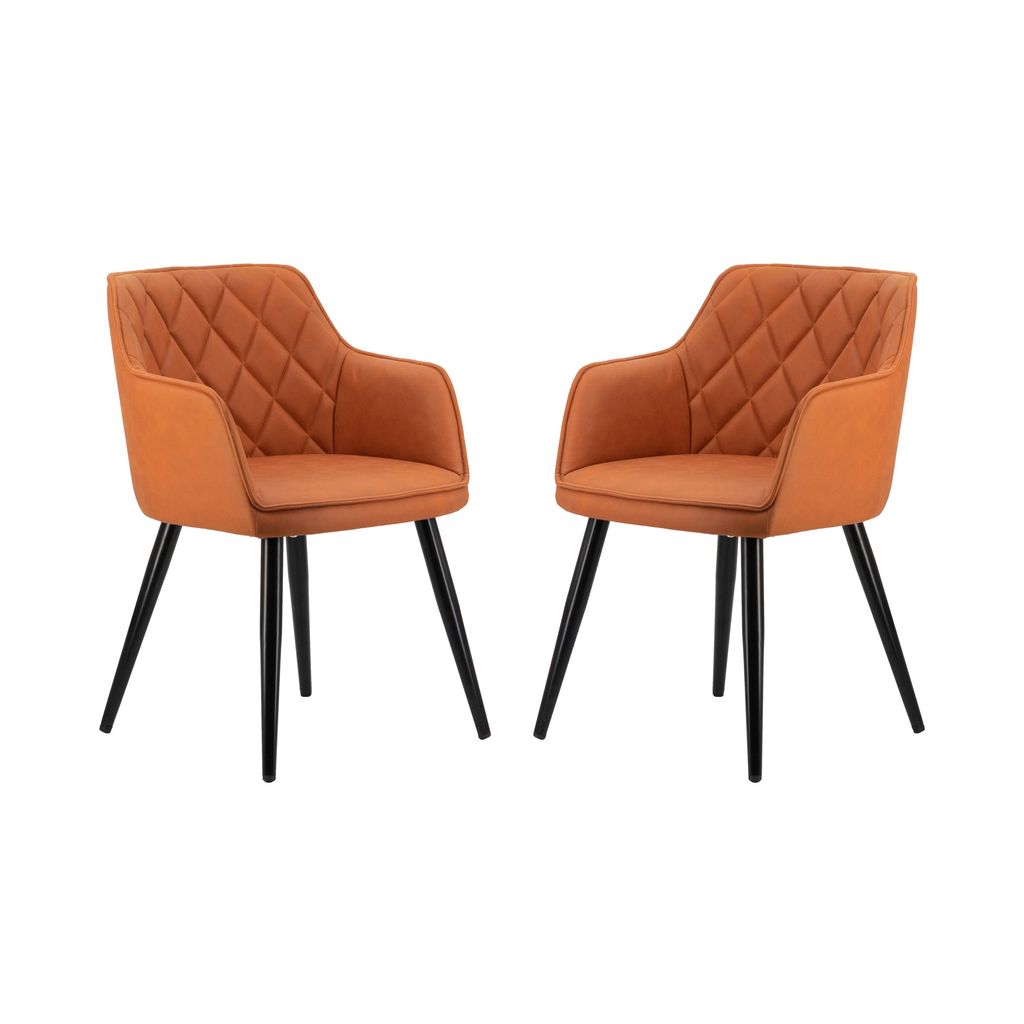 Erin 24 Inch Curved Dining Chair, Orange Fabric, Diamond Pattern Tufting