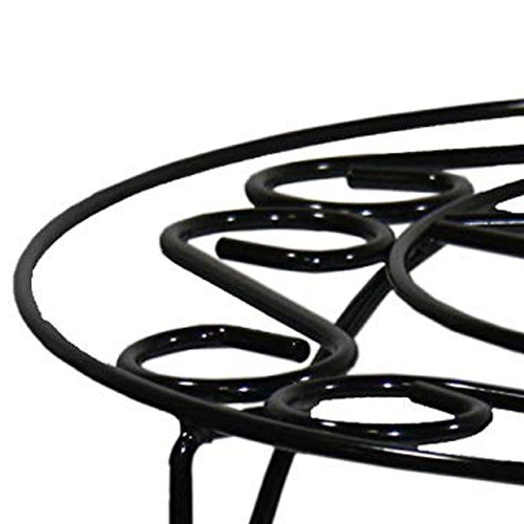 Swirl Mosaic Iron Frame Plant Stand, Glossy Black - View 3
