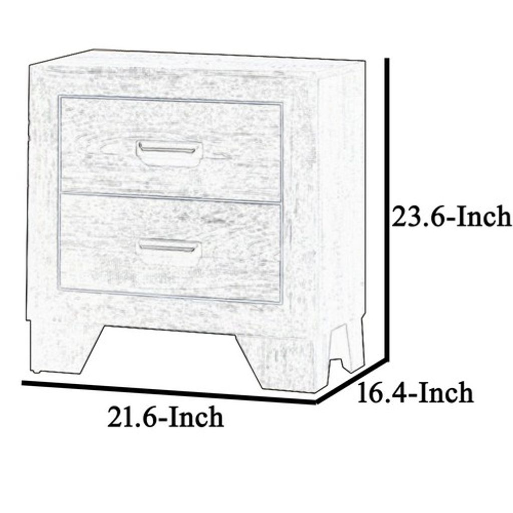 2 Drawer Wooden Nightstand with Metal Handles and Bracket Legs, Brown - View 5