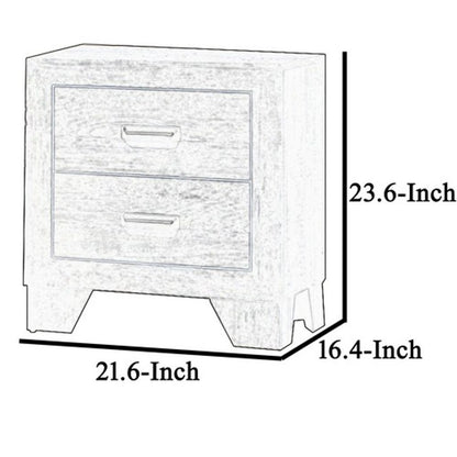 2 Drawer Wooden Nightstand with Metal Handles and Bracket Legs, Brown - View 5