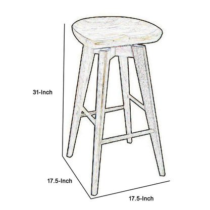 Contoured Seat Wooden Frame Swivel Barstool with Angled Legs, Natural Brown - View 5