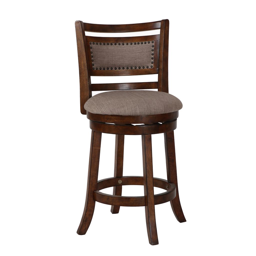 Curved Swivel Counter Chair, Fabric Padded Seating, Brown