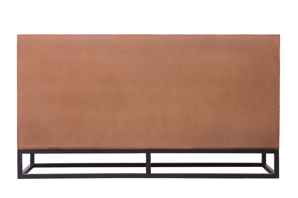 Modern Acacia Wood Dresser or Display Unit With Metal Base, Walnut Brown and Black - View 5