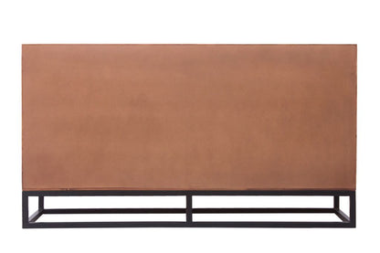 Modern Acacia Wood Dresser or Display Unit With Metal Base, Walnut Brown and Black - View 5