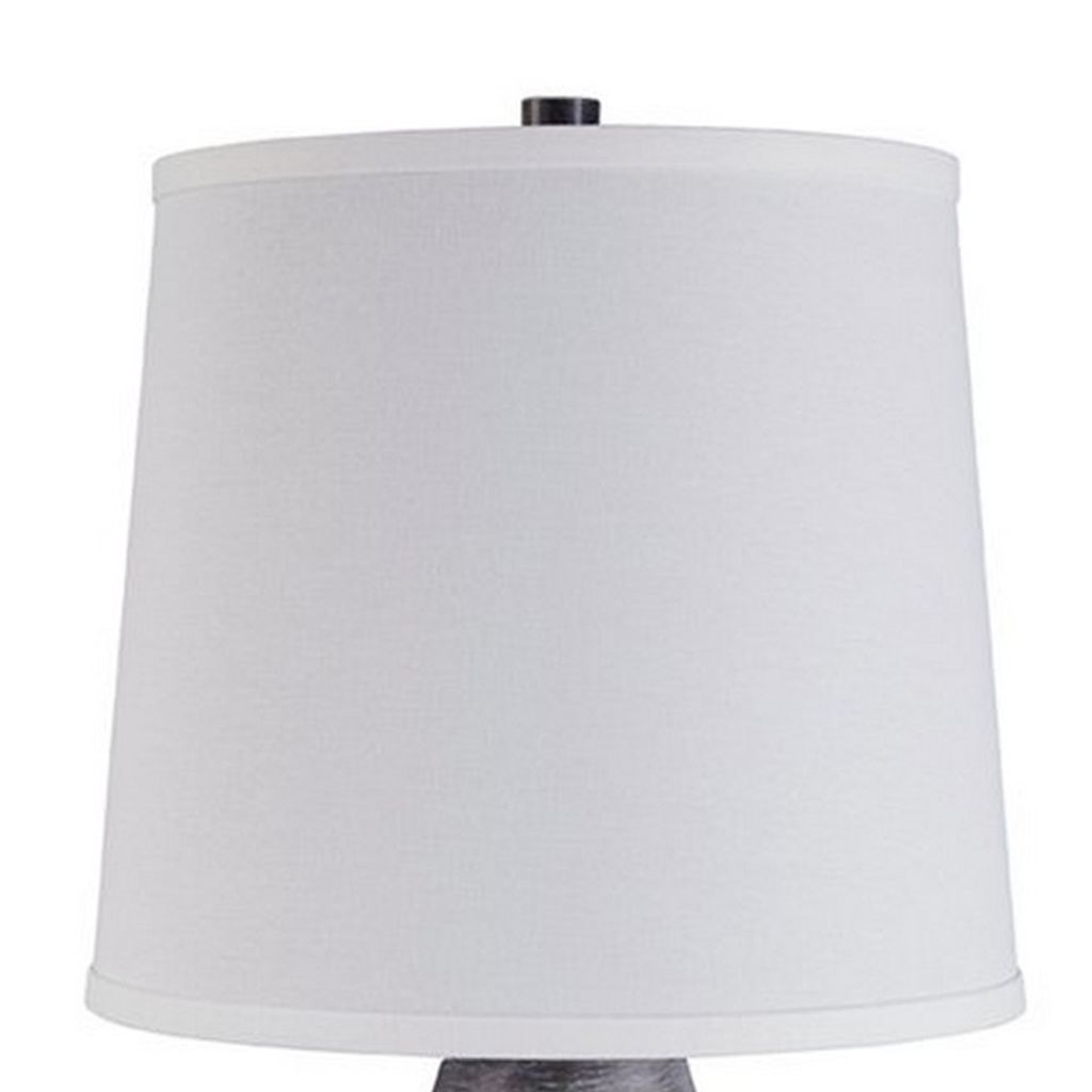 Vase Shape Resin Table Lamp with Fabric Shade, Set of 2, Gray and White - View 2