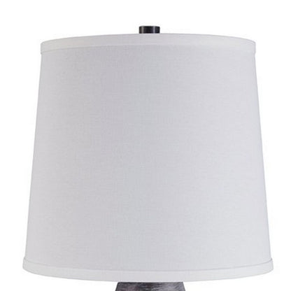 Vase Shape Resin Table Lamp with Fabric Shade, Set of 2, Gray and White - View 2