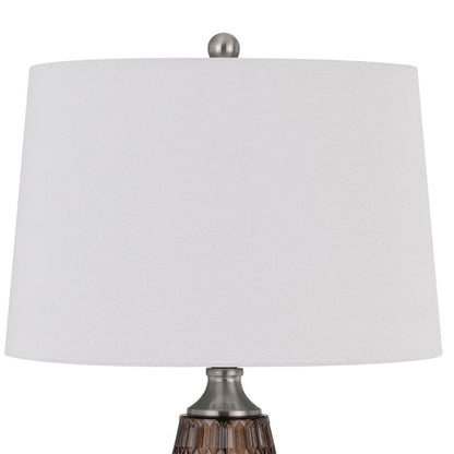 31 Inch Glass Table Lamp with Dimmer, Geometric Base, Brown - View 3