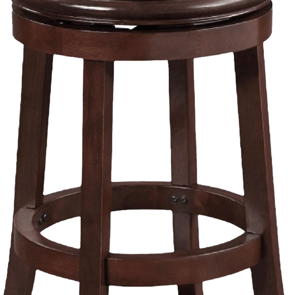 Sabi 29 inch Swivel Counter Stool, Solid Wood, Faux Leather, Brown, Black - View 5