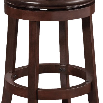 Sabi 29 inch Swivel Counter Stool, Solid Wood, Faux Leather, Brown, Black - View 5