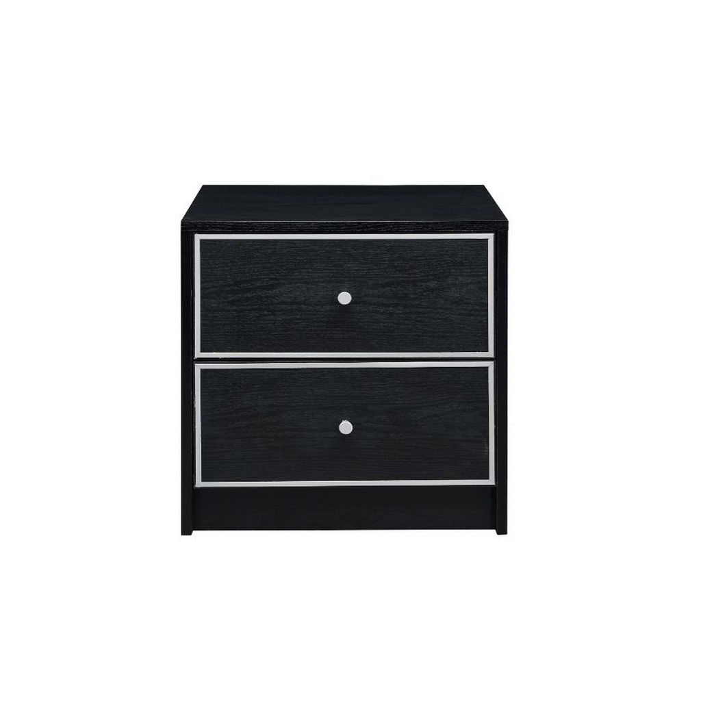 Accent Table with 2 Storage Drawers and Intricate Trimming, Black - View 3