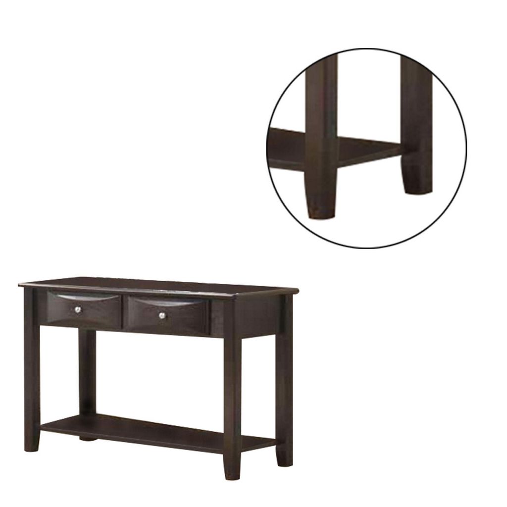 Wooden Console Table with 2 Spacious Drawers, Brown - View 3