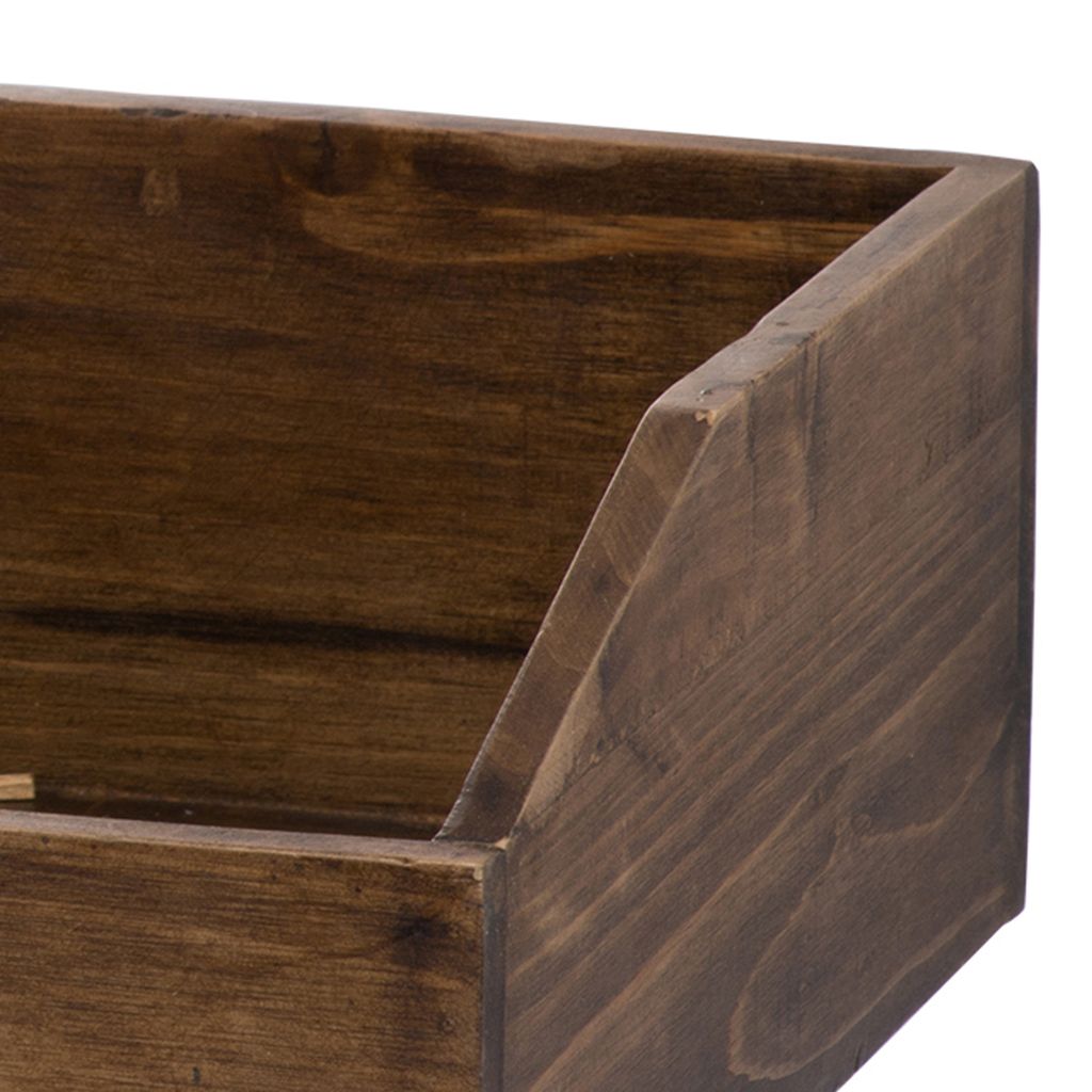 19, 13, 10 Inch Fir Wood Box, Set of 4 with Metal Handles, Antique Brown - View 3