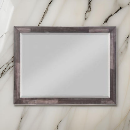 48 Inch Wood Mirror, Landscape, Beveled, Rustic Brown - View 7