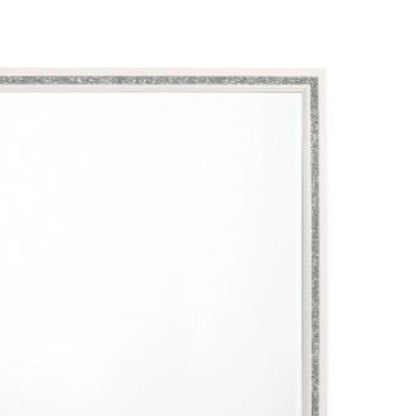 46 Inch Solid Wood Mirror, Shimmering Silver Accent, Landscape, White - View 4