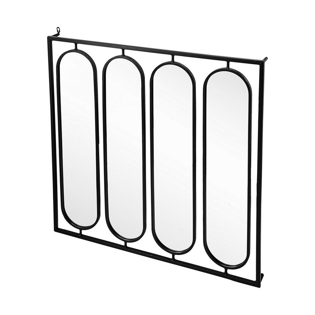 36 Inch Modern Wall Decor, 4 Swiveling Oblong Mirrors, Black Metal Frame - View 2