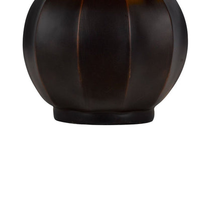 20 Inch Table Lamp, Vintage Red Amber Mica Shade, Upturned Arms, Round Body - View 4