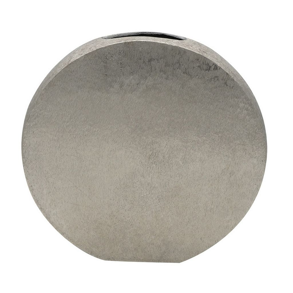 15 Inch Modern Decorative Vase, Round, Silver Finished Aluminum Frame - View 2