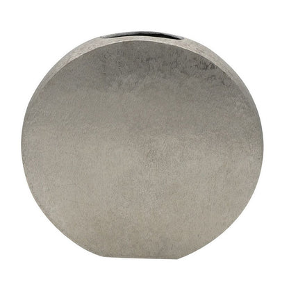 15 Inch Modern Decorative Vase, Round, Silver Finished Aluminum Frame - View 2