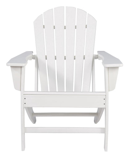 Contemporary Plastic Adirondack Chair with Slatted Back, White - View 2