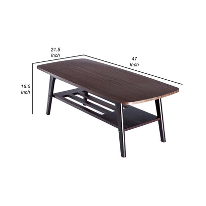 Gala 47 Inch Modern Wood Coffee Table with Bottom Shelf, Espresso Brown - View 5