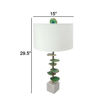 Parks 30 Inch Table Lamp With Agate Slices and Linen Drum Shade, White - View 5