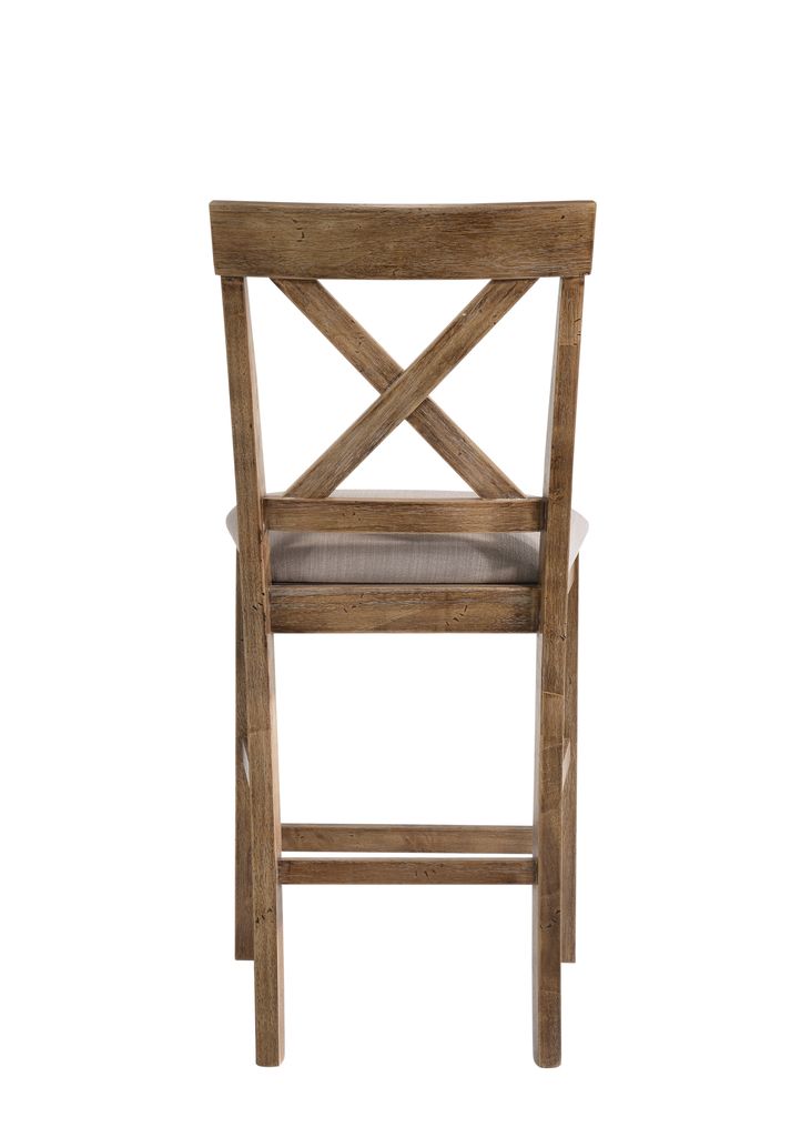 Fabric Upholstered Wooden Counter Height Chair,Set of 2,Brown and Gray - View 4