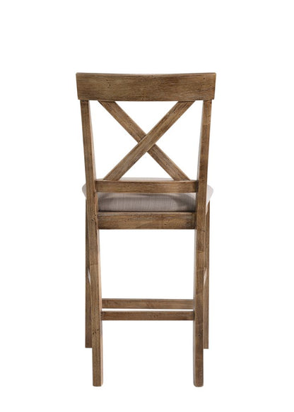 Fabric Upholstered Wooden Counter Height Chair,Set of 2,Brown and Gray - View 4