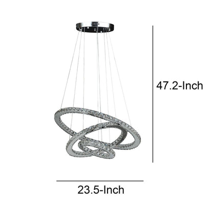 12-47 Inch Adjustable Chandelier, Offset Circle Design Silver Chrome Finish - View 6