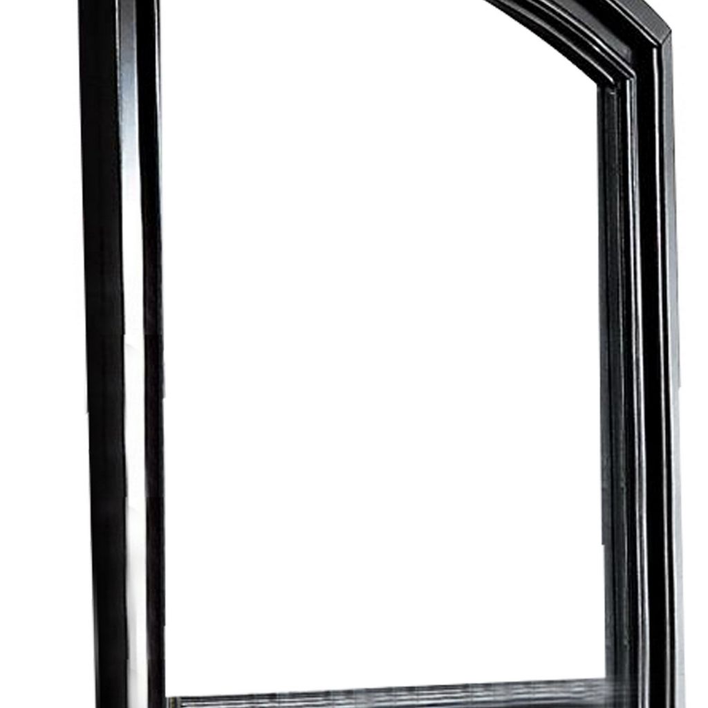 Traditional Style Wooden Frame Dresser Mirror with Curved Top, Black - View 3