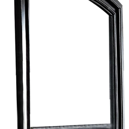 Traditional Style Wooden Frame Dresser Mirror with Curved Top, Black - View 3