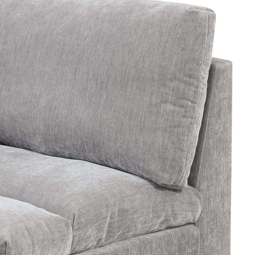 Luna 33 Inch Modular 1 Arm Corner Chair, Triple Plush Cushioned Seat, Gray - View 2