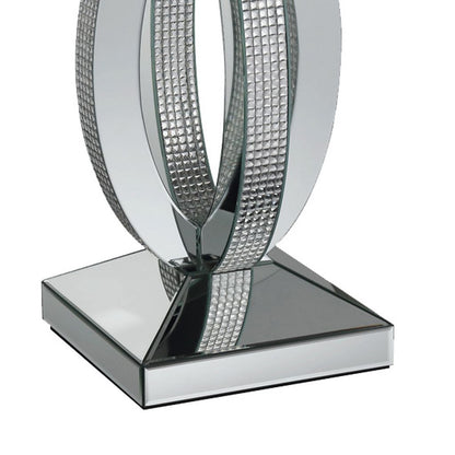 Square Wooden End Table with Curved Body and Rhinestone Accents, Silver - View 4