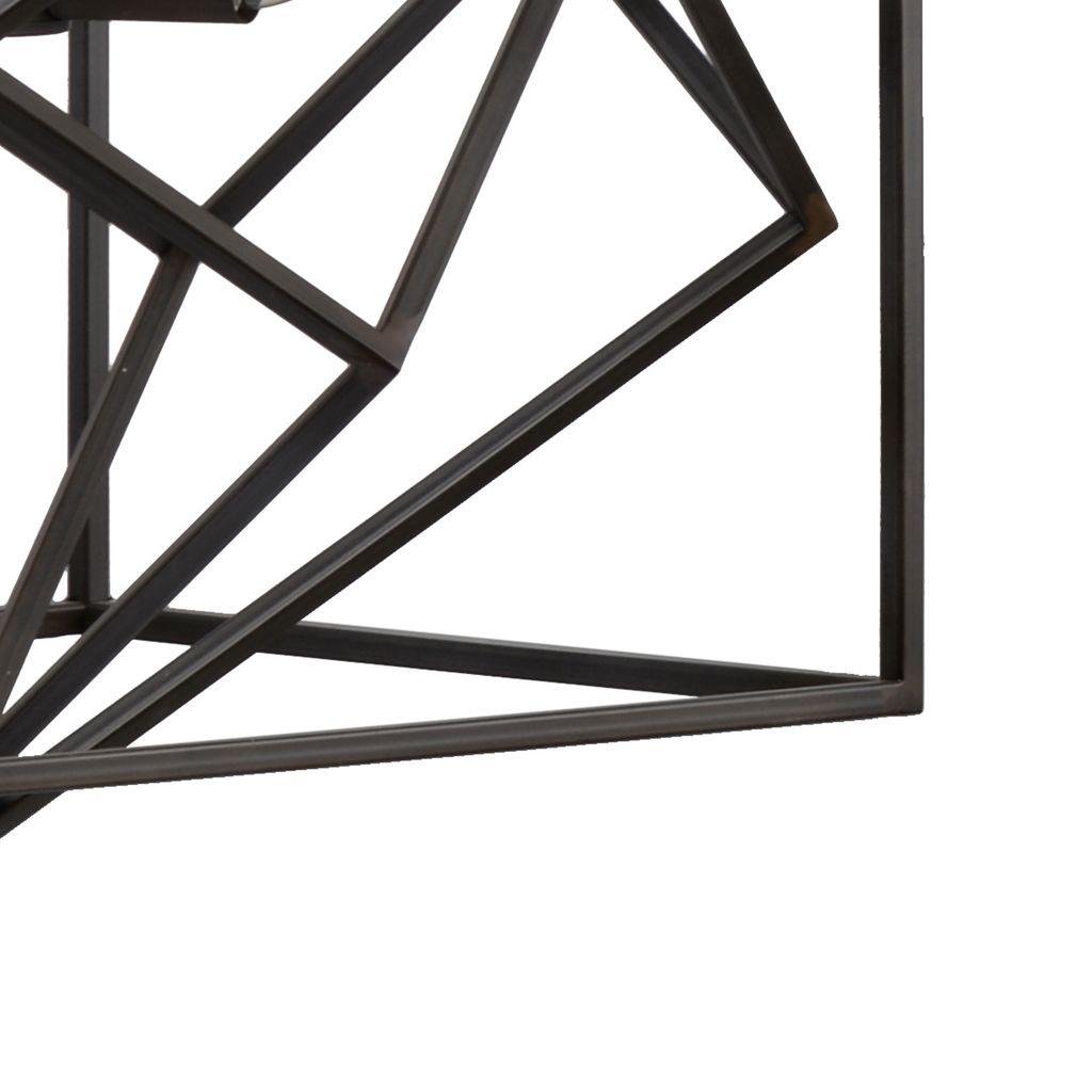 19 Inch 2 Light Chandelier, Geometric Pattern, Iron Frame, Retro, Black - View 4