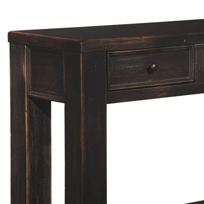 Wooden Sofa Table with Four Drawers and One Shelf, Weathered Black - View 4