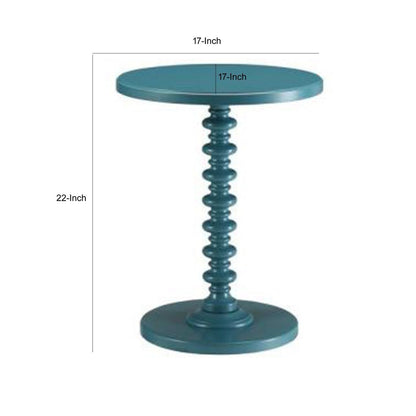 Astonishing Side Table With Round Top, Teal Blue - View 6